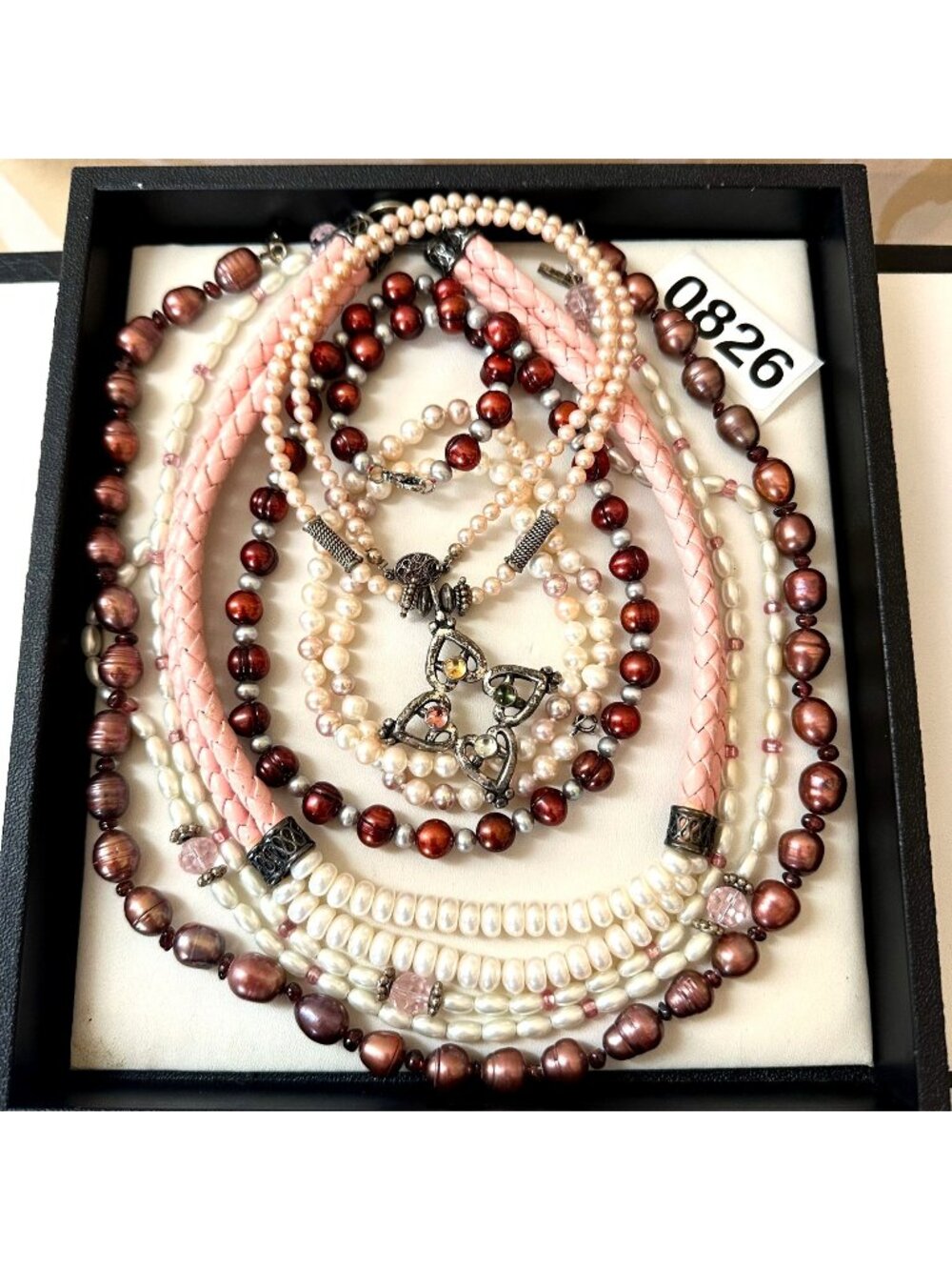 Jewelry Lot Sterling Silver Freshwater Pearl Necklaces Pink Red White